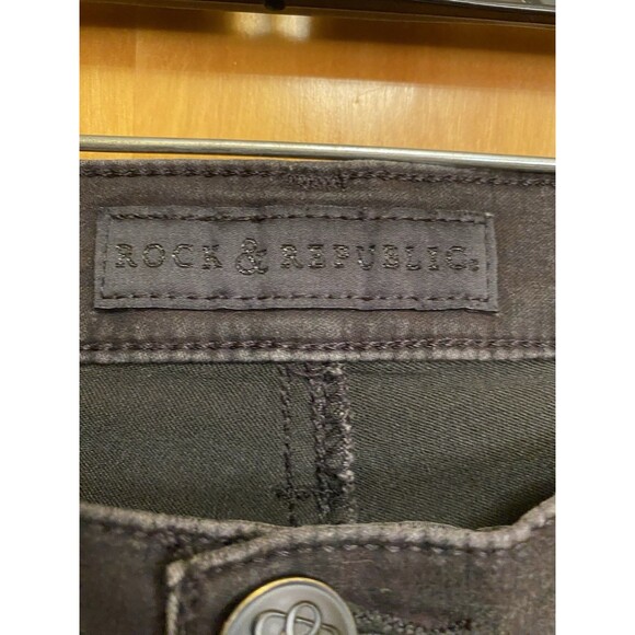 Rock & Republic Pull On Black  Stretch Denim Skinny Women's Jeans Size 8 - Picture 10 of 13